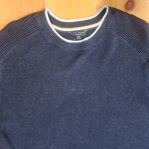 Ted Baker Inzone Crewneck Linen Blend Sweater Men's 3 US M Navy Blue Pullover